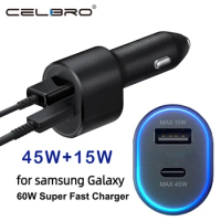 60w For Samsung Super Fast Car Charger Pd Usb Type C Port Auto Cargador 45w Galaxy S24 S23 + S22 5g S21 Note 20 10 Z Flip3 A52