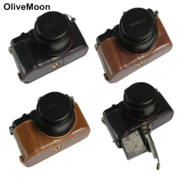 กระเป๋ากล้องเปิดแบตเตอรี่ PU Leather Half Body Case For Panasonic Lumix LX100II LX-100 M2  Bottom Cover