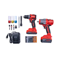 2 Piece Electric Drill And Impact Wrench 20v Cordless Dril Lithium Battery Drill Machine Tool Set