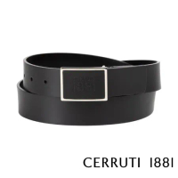 【Cerruti 1881】限量3折 義大利頂級小牛皮皮帶 全新專櫃展示品(黑色 CECU05859R)