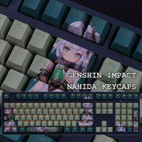 Genshin Impact Keycaps Keyboard Decoration Nahida Transparent PBT Keycap Cool Man Otaku Game Player Cosplay Accessories Gift
