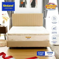 Uniland Springbed Scania Pillowtop - Kasur Spring Bed Full Set 200 x 200 Beige