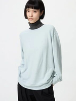 UNIQLO T-Shirt Fleece WANITA Soft Knitted Fleece Rajut Lembut Kerah Bulat Crew Neck Lengan panjang B