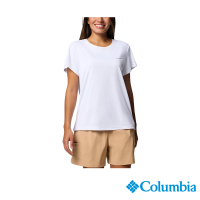 【Columbia 哥倫比亞】女款- 快排短袖上衣-白色(UAR33490WT/JS)