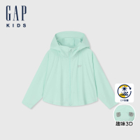 【GAP】女幼童裝 Logo熊耳造型防曬連帽外套-淺綠色(465371)