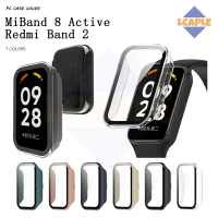 Hard PC Case for Xiaomi Smart Band 8 Active tali jam tangan smartwatch Full Tempered Glass Screen Pr
