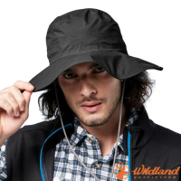 荒野 WildLand 全效能_抗UV防水透氣寬邊大盤帽子(防水10000mm+ UPF50+)_黑