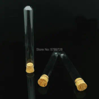 10pcs 20x150mm transparent round bottom glass test tube with cork stopper Flat - mouth thickened glass tube, teaching equipment