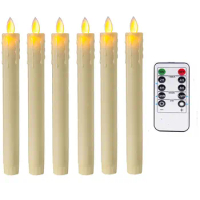 Remote And Timer, Pack of 6 Amber Dancing Led Flameless Candles,Red Plastic Battery Candles Moving Wick Taper Christmas Candles