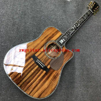 Custom guitar, 41-inch All KOA acoustic guitar, ebony fingerboard, real abalone binding and inlay, high-quality acoustic guitar