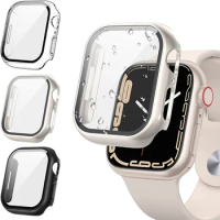 Cover For Apple Watch Case 44mm 40mm 45mm 41mm 42mm 38mm Accessories Plated Screen Glass Protector iWatch series 8 6 5 4 3 se 7