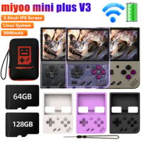 For Miyoo Mini Plus V3 Retro Handheld Game Console 3.5Inch IPS HD Screen 3000mAh WiFi 20000+ Games Linux System Video Players