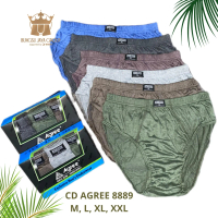 2 Box (6pcs) Celana Dalam Pria Agree 8889 Maxi  Kotak Biru Cd Cowok Dewasa Karet Katun Nyaman Boxer 