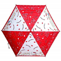小禮堂 Hello Kitty 防風傘骨 彎把折疊傘 折傘 雨傘 雨具 (紅藍 提籃)