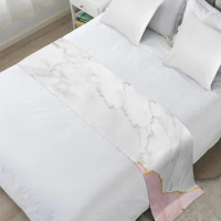 White Marble Pink High Quality Bed Flag Hotel Cupboard Table Runner Parlor Wedding Home Decor Bed Runner