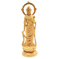 【十方佛教文物】如意輪觀音{黃楊木} 18公分(吉祥如意平安)