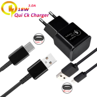 EU 18W 3.0A Fast Charger for Xiaomi 10TPro11Pro Redmi Note8 8T 9S Huawei Mate20 20Pro Samsung A71 72 Phone Charger Adapter Cable
