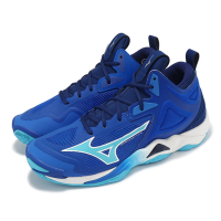 Mizuno 排球鞋 Wave Momentum 3 Mid 男鞋 藍 白 高筒 襪套 室內運動 羽排鞋 美津濃 V1GA2317-01