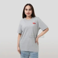 CDG PLAY DOUBLE HEART GREY TEE M