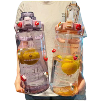 2000ml Reminder water bottle with straw scale big bottle 2Liter gym bottle sport water bottles