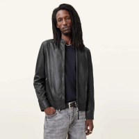 【ALLSAINTS】COLT 立領金屬釦環羊皮皮衣夾克-黑 M084LB(常規版型)