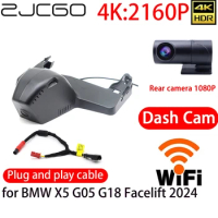 ZJCGO 4K Car DVR Dash Cam Wifi Front Rear Camera 24h Monitor for BMW X5 G05 G18 Facelift 2024