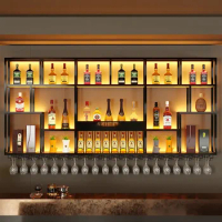 Club Shelf Wine Cabinet Hanging Whisky Metalic Liquor Display Bar Cabinet Industrial Cabinet Armario Para Vinos Liquor Furniture