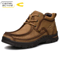 Camel Active New Winter Men Riding boots Genuine leather Motorcycle boots Luxury Vintage Male shoes Lace-Up Outdoor Ankle boots