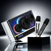 New RGB LampTransparent Soundbox 40W high-power Heavy Bass Bluetooth Speaker Wireless Portable Karaoke Speaker With 2 Microphone