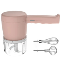 Kitchen Electric Hand Mixer 3 Speed, Cordless Handheld Mixer &amp; Stainless Egg Beater, Lightweight Mini Hand Mixer Pink