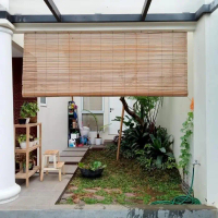 PROMO GUYS Tirai Krey Sawit Outdoor Ukuran 200 cm x 350 cm dengan Tali Penggulung Bahan Pelepah Sawi
