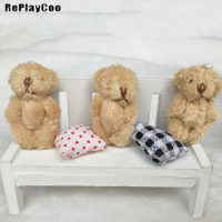 100PCS/LOTMini Teddy Bear Stuffed Plush Toys Small Bear4.5cm light brown Stuffed Toys pelucia Pendant Kids Birthday Gift HMR013
