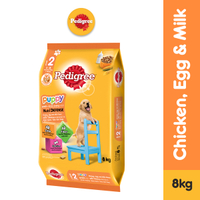 PEDIGREE Puppy Dog Food – Dry Puppy Food in Chicken, Egg, and Milk Flavor, 8kg. Healthy Dog Food for Puppy