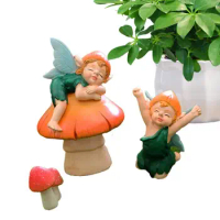 Mushroom Fairy Garden Decor Resin Craft Elf Figurine Miniature Kit Fairy Garden Accessories Outdoor Statues For Plant Pots
