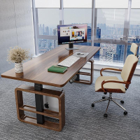 【開立發票】白蠟木實木電動升降桌 可調節高度升降辦公桌 大班桌 老闆經理桌