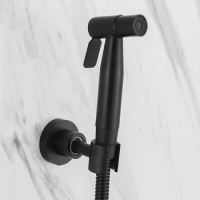 Matte Black Stainless steel Handheld Bidet Spray Shower Set Toilet Shattaf Sprayer Douche kit Bidet Faucet with Movable holder
