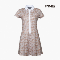 【PING】女款昇華連身洋裝-卡其(吸濕排汗/涼感/GOLF/連身裙/高爾夫球衫/RA22125-75)