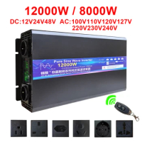 Inverter 12V 24V 48V To AC 110V 127V 220V 6000W 8000W 10000W 12000W Pure Sine Wave Solar Remote Control Switching Power Supply