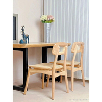 日式實木餐椅現代簡約家用原木藤編餐桌椅子書房辦公椅凳子書桌用