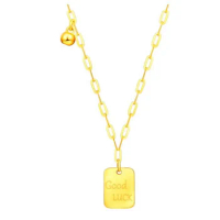 Pure 24K Yellow Gold Necklace Women 999 Gold Good Luck Link Chain Necklace