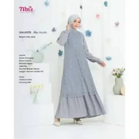 Nibras Gamis Gala 005 Dress Wanita Modern Elegan Terbaru S Abu Muda