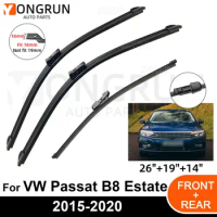 3PCS Car Wiper for VW Passat B8 Estate 2015-2020 Front Rear Windshield Windscreen Wiper Blade Rubber Accessories