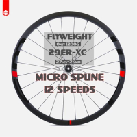 Flyweight-MTB Wheelset for Mountain Bike, Micro Spline, Carbon Hookless Wheels, 29er MS, XC Width, 27, 30mm