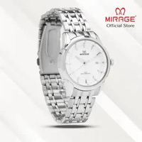 Mirage Jam Tangan Pria Analog 8876 M Silver Original Stainless Plat Putih