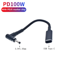 100W USB Type C PD Fast Charging Cable Cord USB C Female to 3.5*1.35mm Male Plug Adapter Converter for Jumper Ezbook Laptop PC