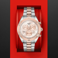 TISSOT天梭 官方授權 PR100 經典三眼計時腕錶-玫瑰金 母親節 禮物 38mm/T1019172215100