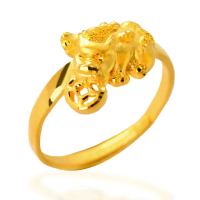 【福西珠寶】買一送一9999黃金戒指 貔貅戒 可當尾戒(金重1.06錢+-0.03錢)
