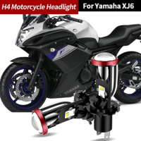 1X For Yamaha XJ6 Motorcycle H4 LED Lens Headlight Retrofit Accessories High Low Beam Cafe Racer Enduro HS1 9003 Moto Front Lamp