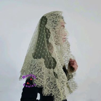 Mantilla Louisa | Kerudung Doa Misa Gereja Katolik Renda Tile Tulle Lace Veil - St. Cecilia Hijau