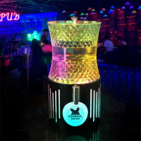 Rechargeable LED Glowing Beer Tower Dispenser 3L 4L Beverage Drink Tower Bar Nightclub Beer Dispenser Champagne Wine Ice Bucket